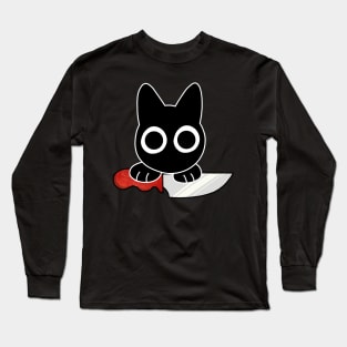 Black Kitty's Knife Long Sleeve T-Shirt